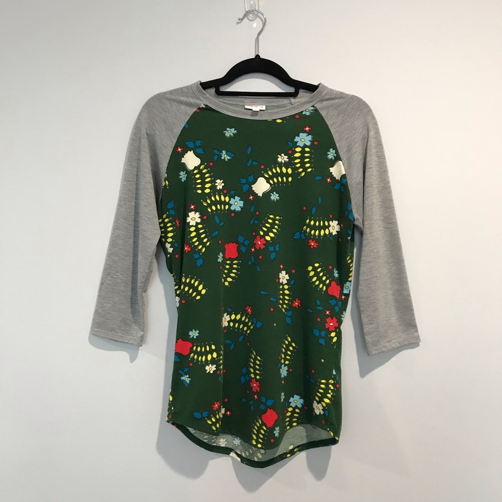 LuLaRoe | Floral Print Randy Baseball Tee Size S